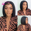 Straight Glueless Wig Human Hair Ready To Wear Short Bob Wigs For Women Transparent Pre Cut 4x4 Human Hair Wigs Bleached Knots