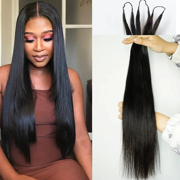 Crochet Human Hair Straight Human Hair Body Wave 1B Black Pre-Separated Knotless Crochet Extensions With Loop For Braiding
