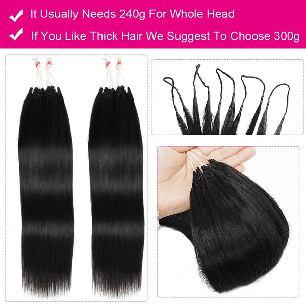 Crochet Human Hair Straight Human Hair Body Wave 1B Black Pre-Separated Knotless Crochet Extensions With Loop For Braiding