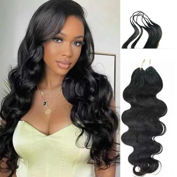 Crochet Human Hair Straight Human Hair Body Wave 1B Black Pre-Separated Knotless Crochet Extensions With Loop For Braiding