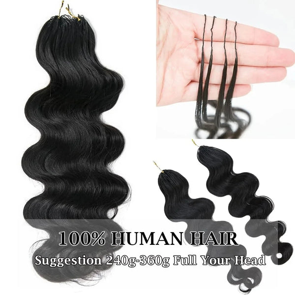 Crochet Human Hair Straight Human Hair Body Wave 1B Black Pre-Separated Knotless Crochet Extensions With Loop For Braiding