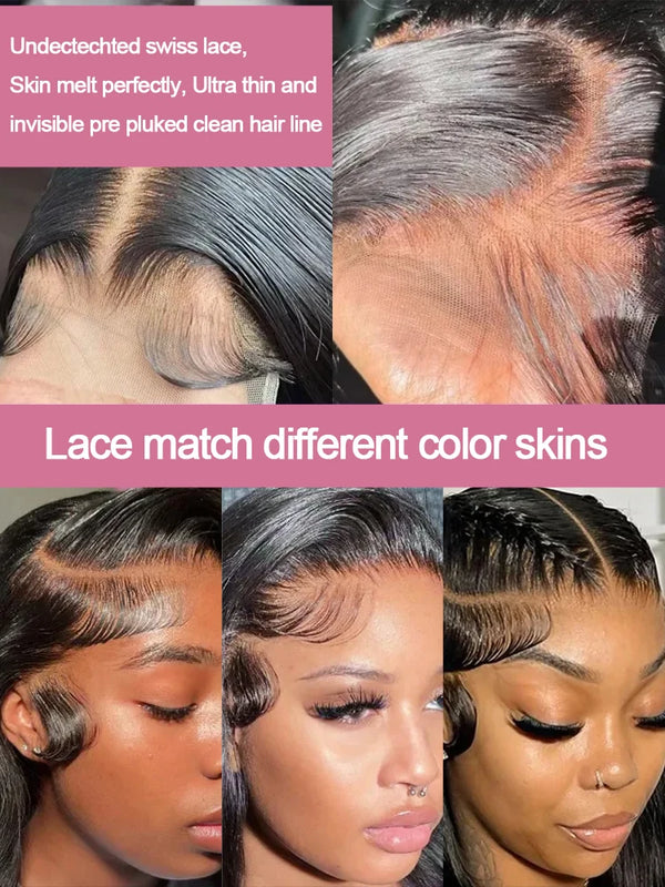 300% Density Bone Straight 13x6 HD Lace Frontal Wigs 40 46 Inch Human Hair Wigs 13x4 Lace Front For Women Brazilian Preplucked