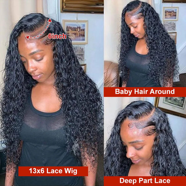 40 Inch Water Wave Lace Human Hair Front Wigs 13x4 13x6 Hd Lace Deep Wave Frontal Wig 360 Curly Brazilian Wigs For Black Women