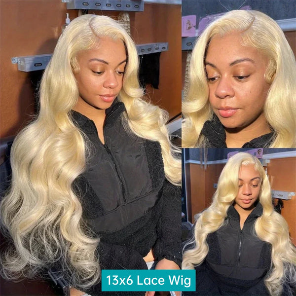 613 13x6 Lace Front Wig Human Hair Body Wave Blonde Lace Frontal Wigs for Women 220 Density Natural Hairline With Baby Hair