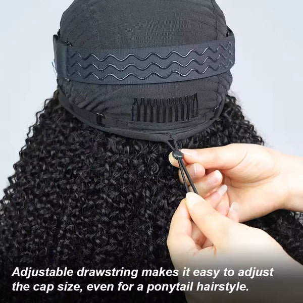 Upgrade 3 IN 1 Half Wig With Drawstring Seamless Clip Ins Flip Over Kinky Curly Wig 200% Density Curly Half Wigs for Women hair