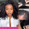 Upgrade 3 IN 1 Half Wig With Drawstring Seamless Clip Ins Flip Over Kinky Curly Wig 200% Density Curly Half Wigs for Women hair