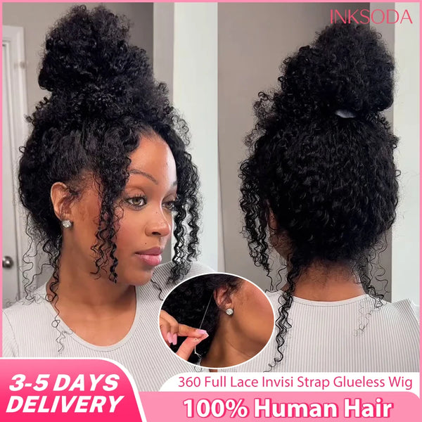 360 HD Full Lace Front Wigs Curly Wig 100% Human Hair Pre Plucked Deep Wave Invisible Strap Glueless Wig Water Wave Lace Frontal