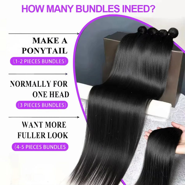 Straight Bundles Human Hair 12A Human Hair 4 Bundles Straight Hair 20 22 24 26 Inch Brazilian Human Hair Extensions