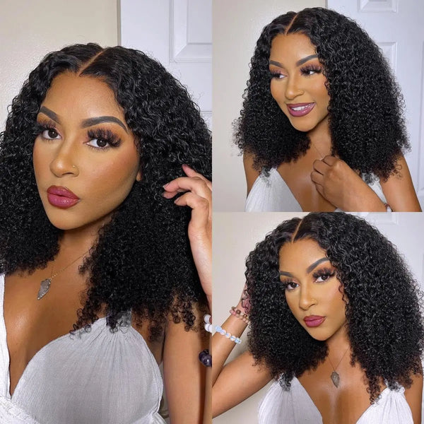 3 IN 1 Half Wig Human Hair 220 Density Deep Wave Wig Human Hair Ready to Wear 3 IN 1 Half Wig With Drawstring Half Wig