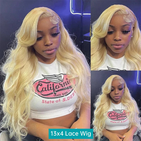 613 13x6 Lace Front Wig Human Hair Body Wave Blonde Lace Frontal Wigs for Women 220 Density Natural Hairline With Baby Hair