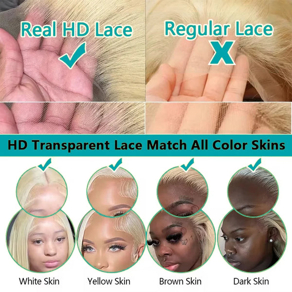 613 13x6 Lace Front Wig Human Hair Body Wave Blonde Lace Frontal Wigs for Women 220 Density Natural Hairline With Baby Hair