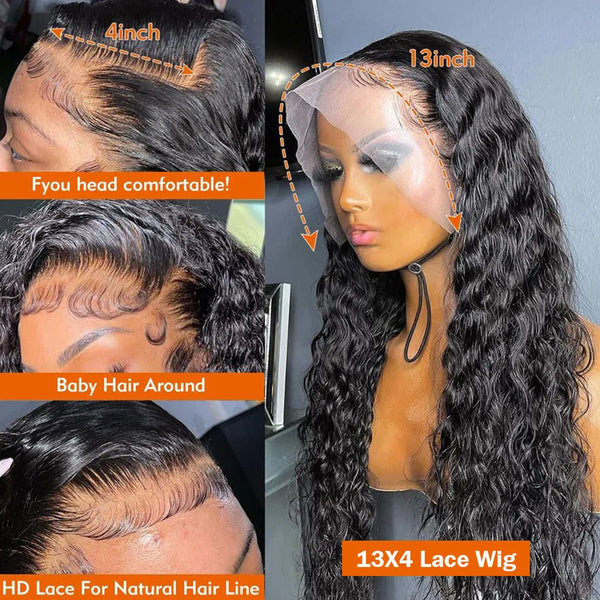40 Inch Water Wave Lace Human Hair Front Wigs 13x4 13x6 Hd Lace Deep Wave Frontal Wig 360 Curly Brazilian Wigs For Black Women
