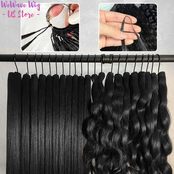 Crochet Human Hair Straight Human Hair Body Wave 1B Black Pre-Separated Knotless Crochet Extensions With Loop For Braiding
