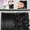 Crochet Human Hair Straight Human Hair Body Wave 1B Black Pre-Separated Knotless Crochet Extensions With Loop For Braiding